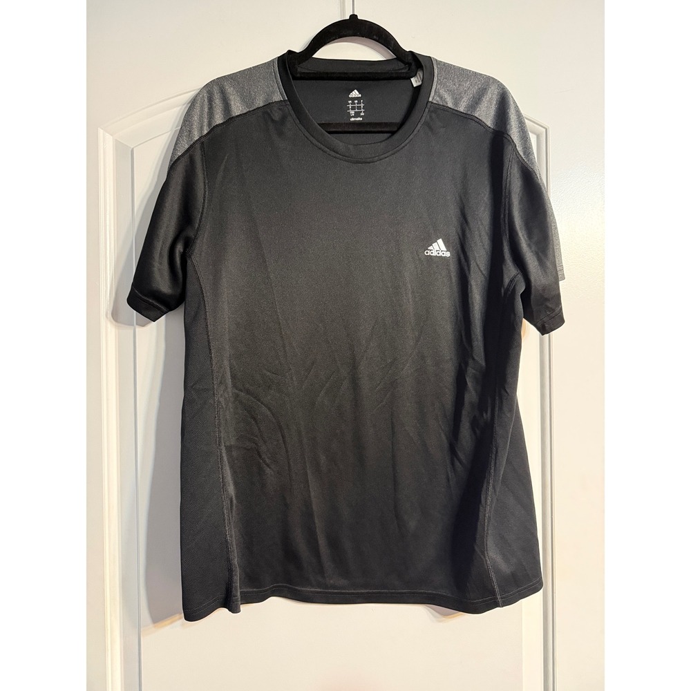 Adidas Climalite T-Shirt Mens Large Black Grey Athletic Workout Tee Activewear